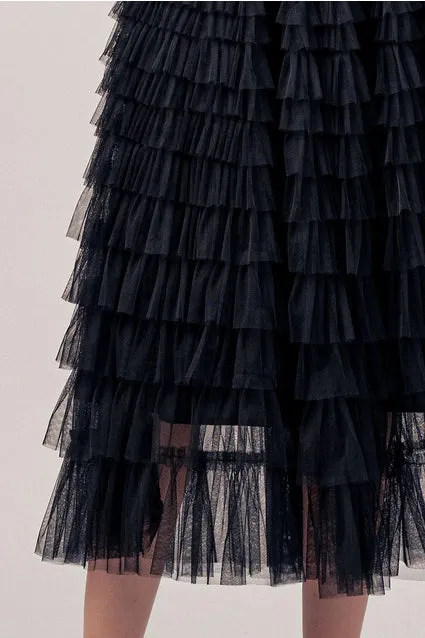 Tulle Textured Midi Skirt