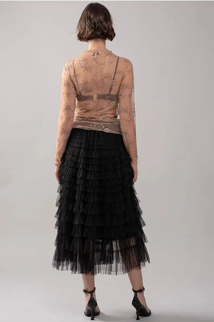 Tulle Textured Midi Skirt