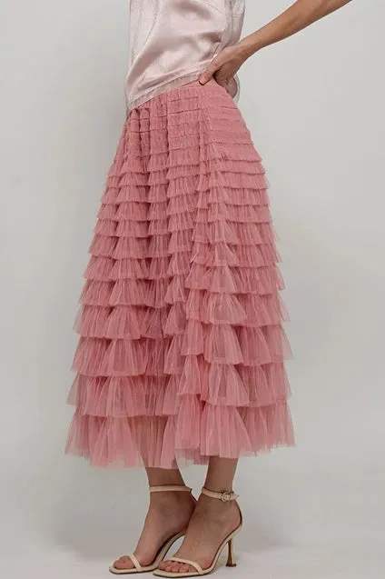 Tulle Textured Midi Skirt