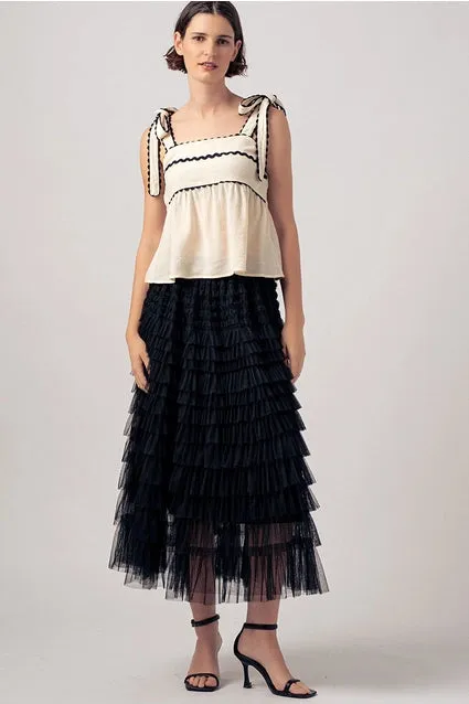 Tulle Textured Midi Skirt