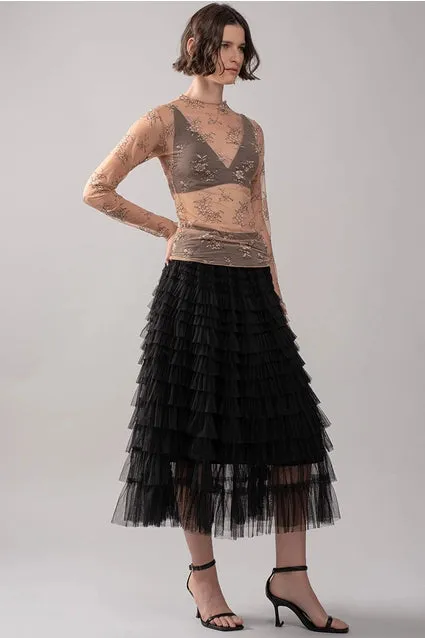 Tulle Textured Midi Skirt