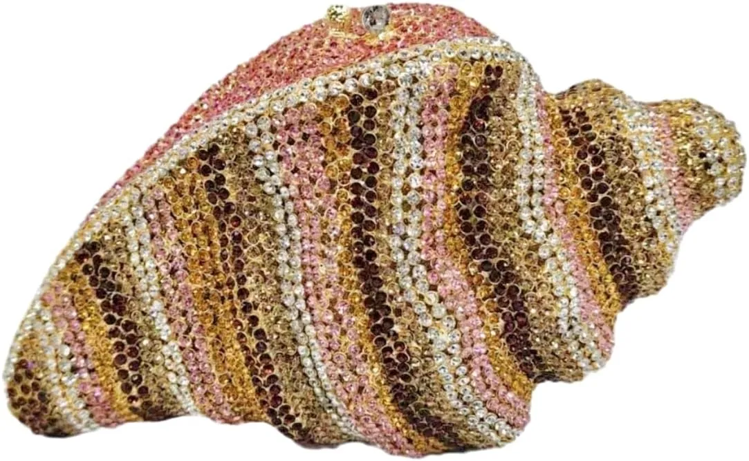 UMREN Conch Luxury Crystal Clutch for Women Sparkly Rhinestones Evening Bag Diamond Handbag Wedding Party Clutch Purse