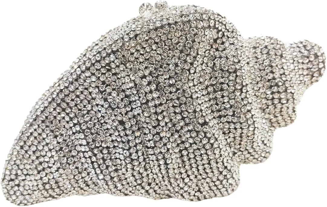 UMREN Conch Luxury Crystal Clutch for Women Sparkly Rhinestones Evening Bag Diamond Handbag Wedding Party Clutch Purse