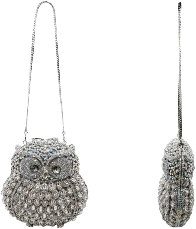 UMREN Cute Owl Clutch Women Crystal Evening Bags Luxury Handbag Rhinestone Wedding Party Purse