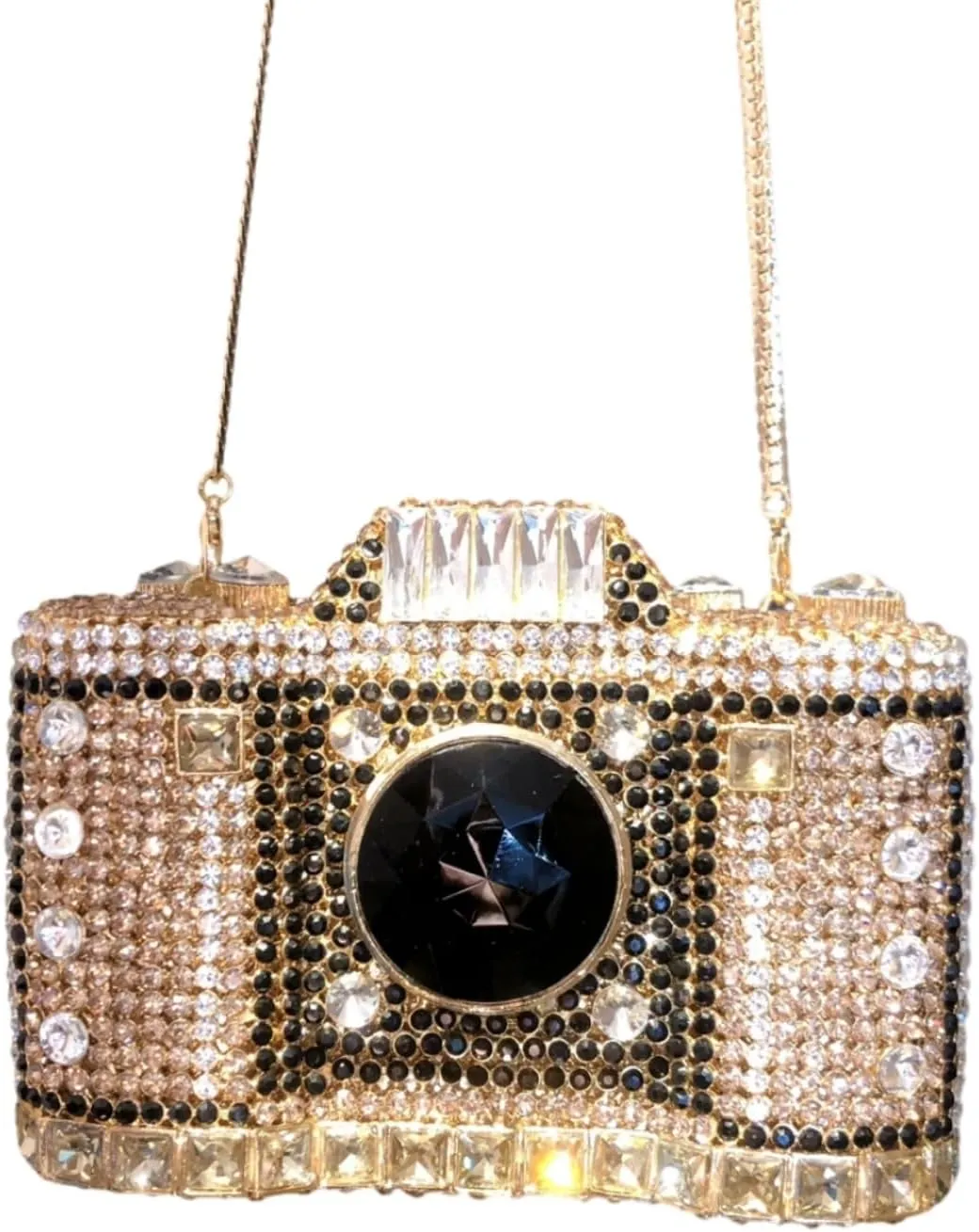 UMREN Novelty Crystal Camera Shaped Clutch Purse for Women Sparkly Rhinestones Evening Clutch Bag Glitter Bridal Prom Handbag