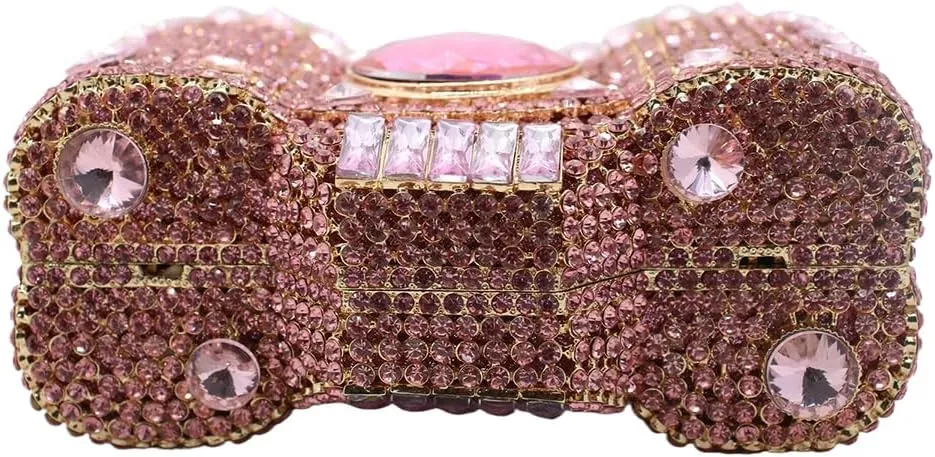UMREN Novelty Crystal Camera Shaped Clutch Purse for Women Sparkly Rhinestones Evening Clutch Bag Glitter Bridal Prom Handbag