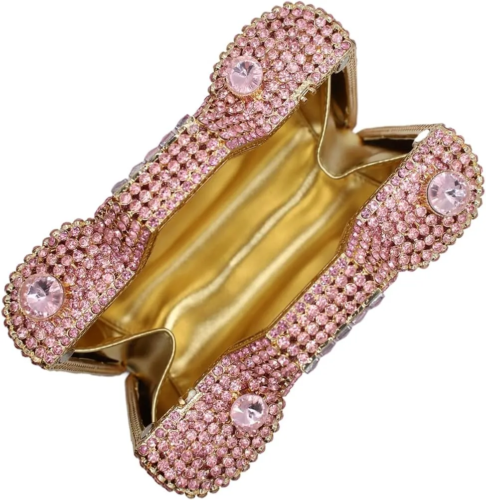 UMREN Novelty Crystal Camera Shaped Clutch Purse for Women Sparkly Rhinestones Evening Clutch Bag Glitter Bridal Prom Handbag