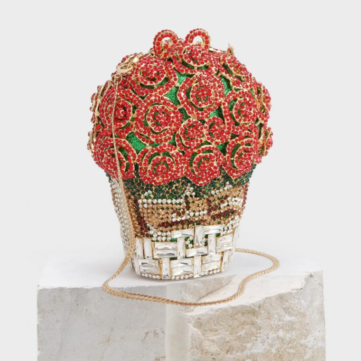 UMREN Women Vintage Flower Rhinestone Clutch Crystal Evening Bag Purse Wedding Cocktail Bag
