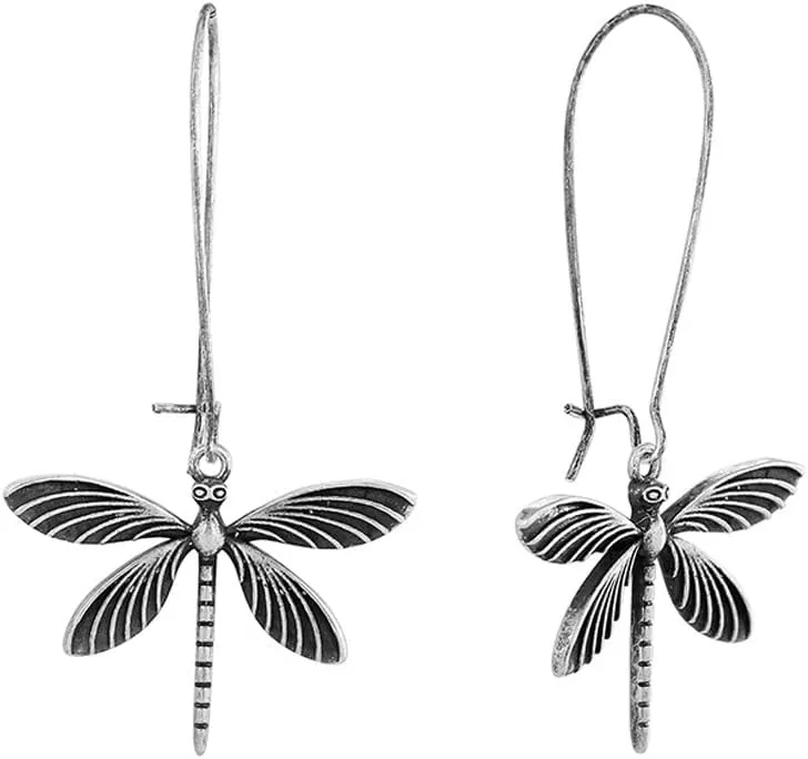 Vintage Unique Dangle Drop Dragonfly Statement Earrings for Women Silver Plated Hypoallergenic Simple Trendy Dainty Earrings Animal Jewelry Gifts