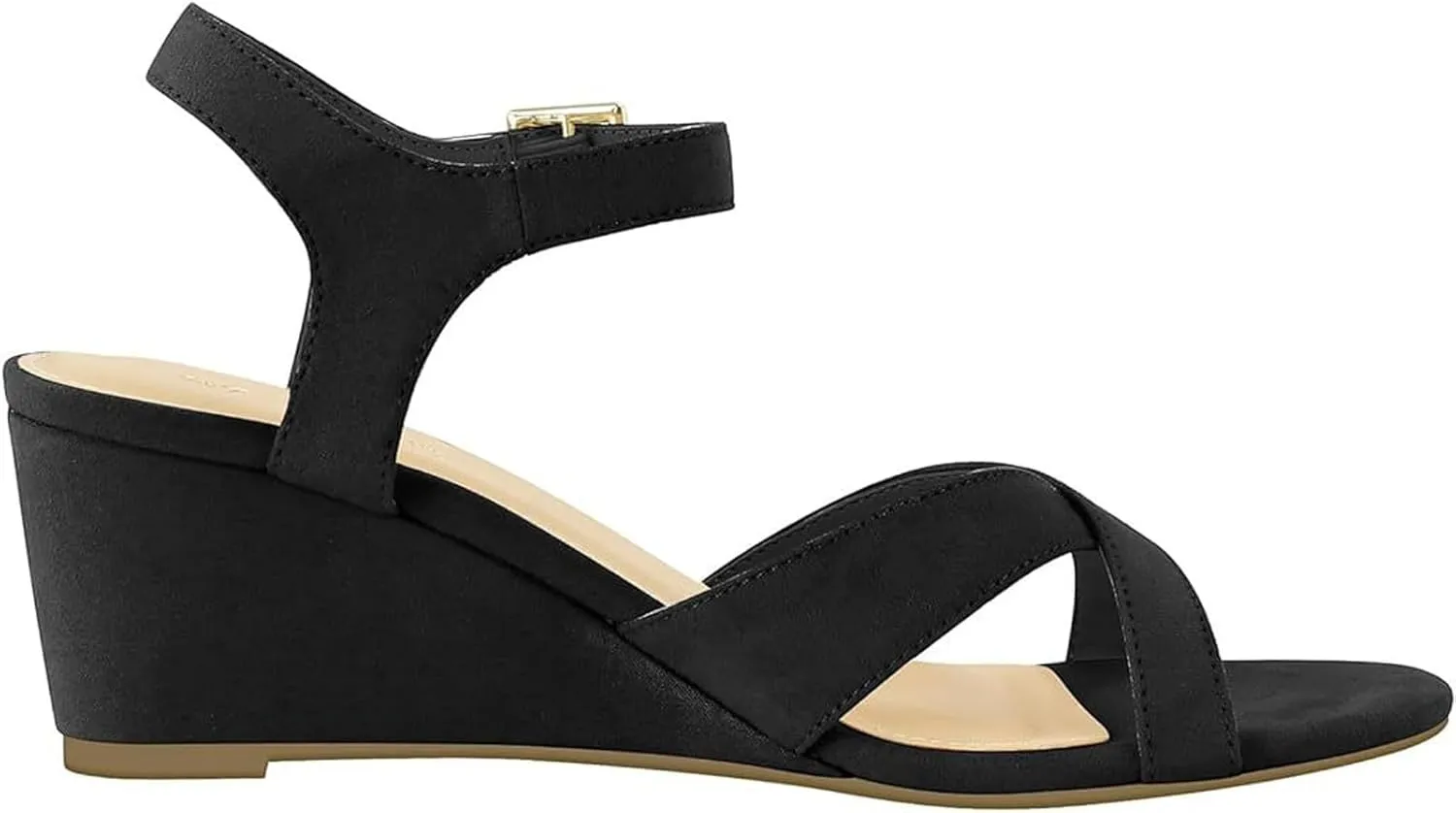 Women High Heel Wedge Sandals Dressy Casual Suede Sandal with Buckle Criss Cross Elegant Roman-Sandals Business