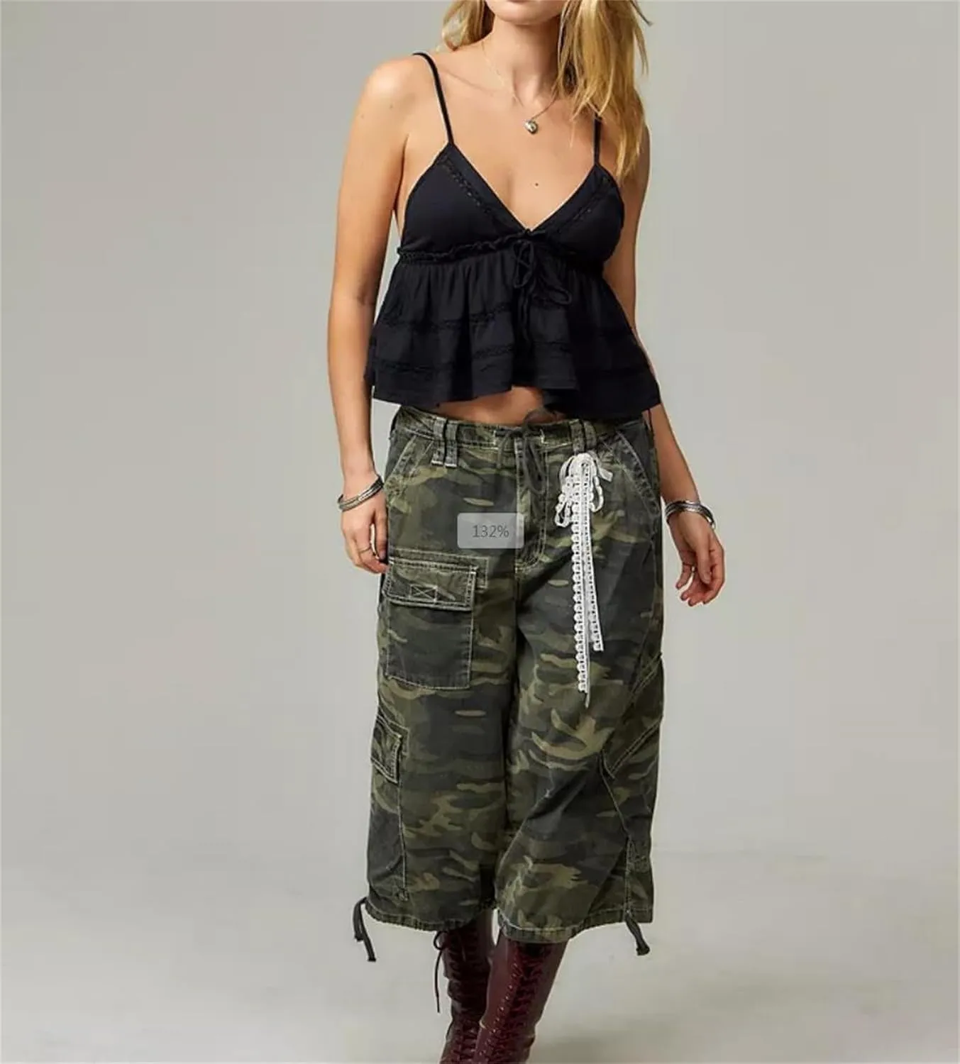 Women Ruched Cami Tops Y2k V Neck Ruffled Babydoll Cami Tops Cute Bow Print Spaghetti Strap Backless Camisole