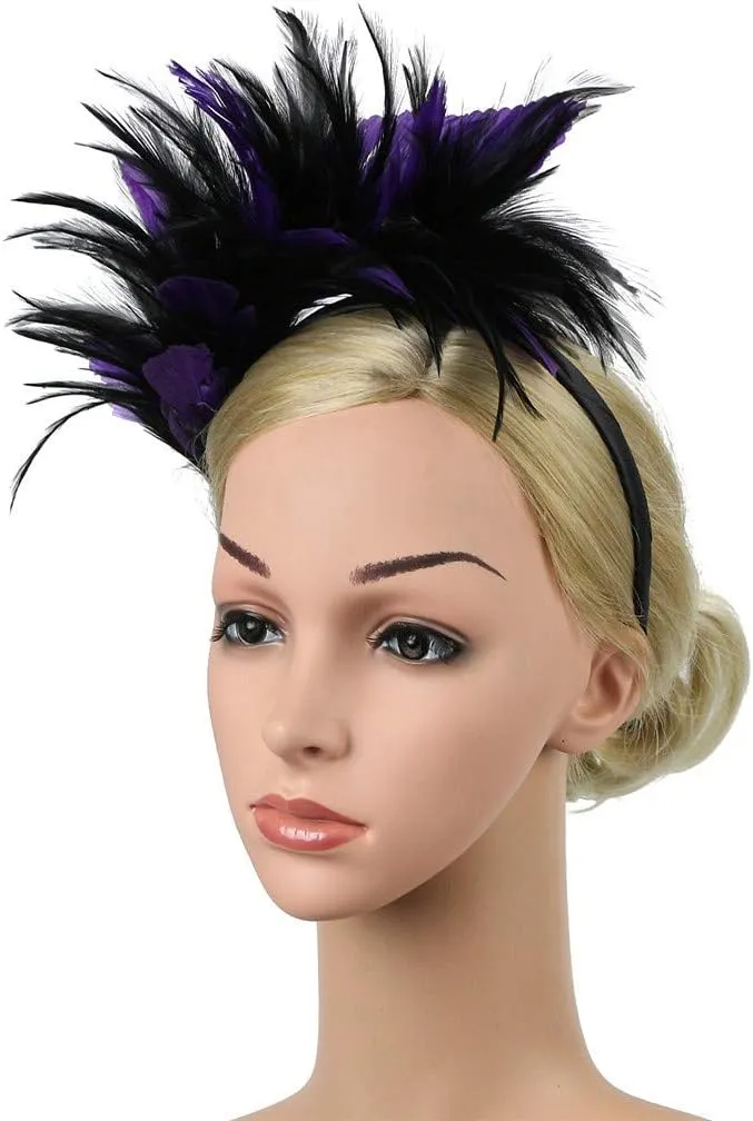 Women's Fascinator Hats Feather Fascinators Hair Clip Mesh Tea Parties Headband for Wedding Church