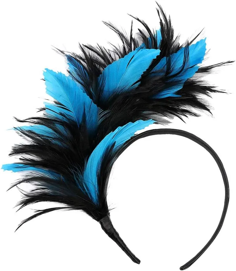 Women's Fascinator Hats Feather Fascinators Hair Clip Mesh Tea Parties Headband for Wedding Church