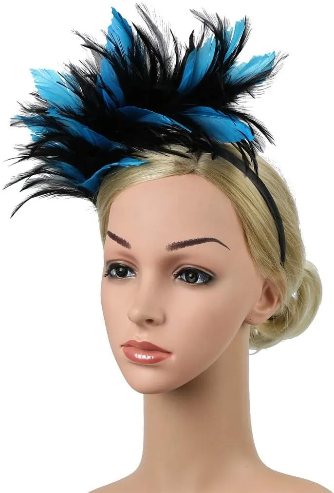 Women's Fascinator Hats Feather Fascinators Hair Clip Mesh Tea Parties Headband for Wedding Church