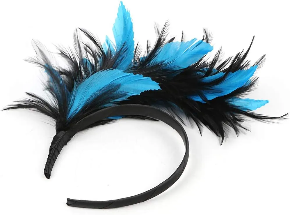 Women's Fascinator Hats Feather Fascinators Hair Clip Mesh Tea Parties Headband for Wedding Church