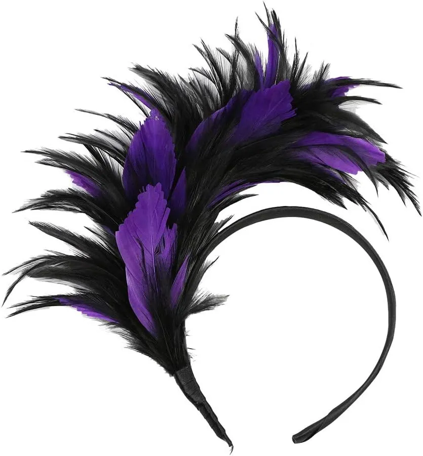 Women's Fascinator Hats Feather Fascinators Hair Clip Mesh Tea Parties Headband for Wedding Church