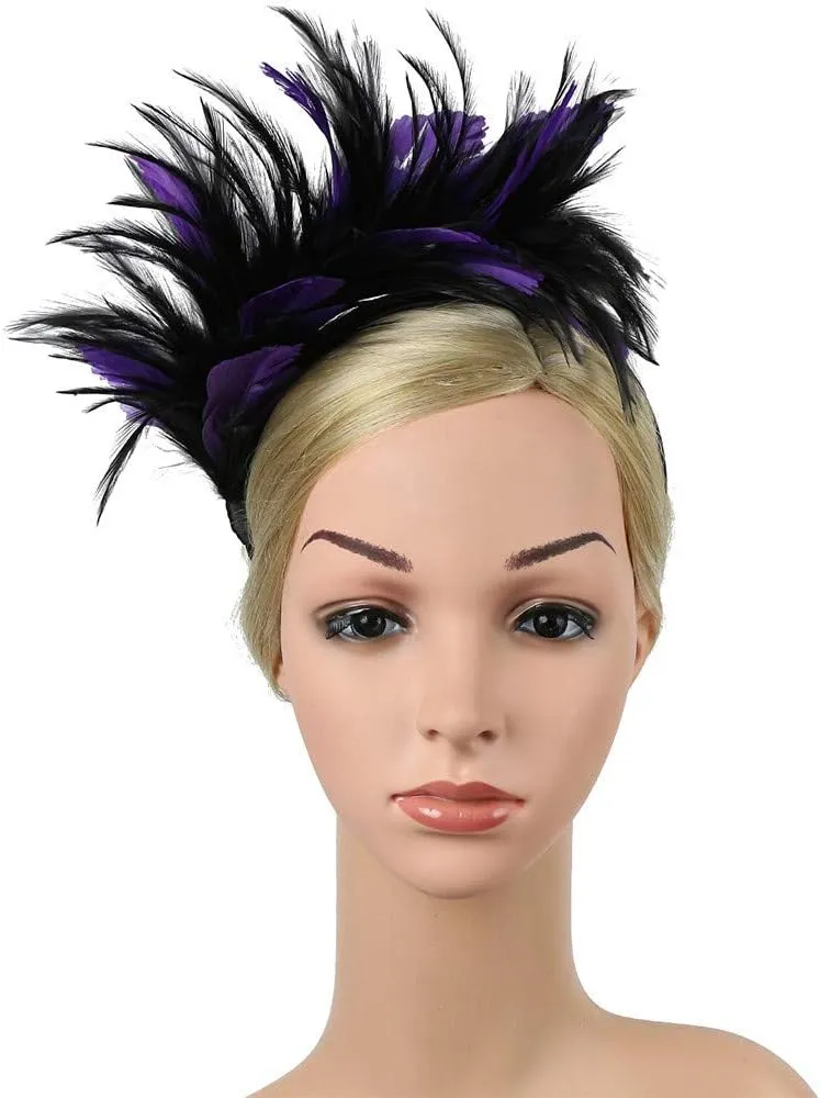 Women's Fascinator Hats Feather Fascinators Hair Clip Mesh Tea Parties Headband for Wedding Church