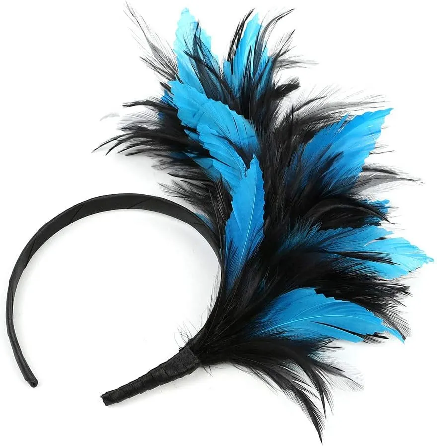 Women's Fascinator Hats Feather Fascinators Hair Clip Mesh Tea Parties Headband for Wedding Church