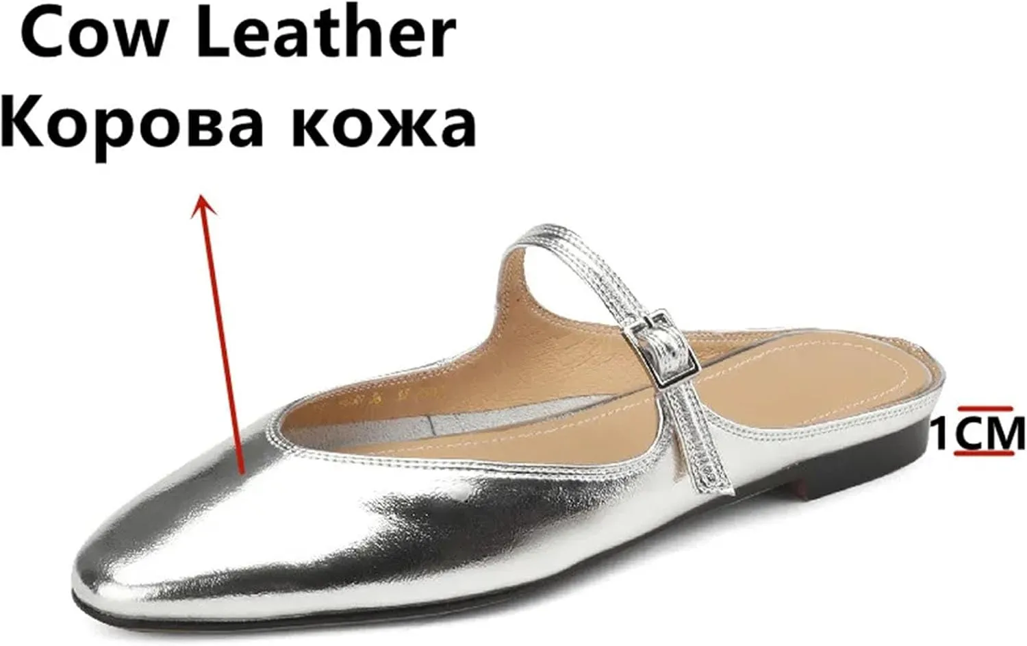 Women's Fashion Genuine Leather Mule Slippers - Buckle Strap Summer Casual Office Flats