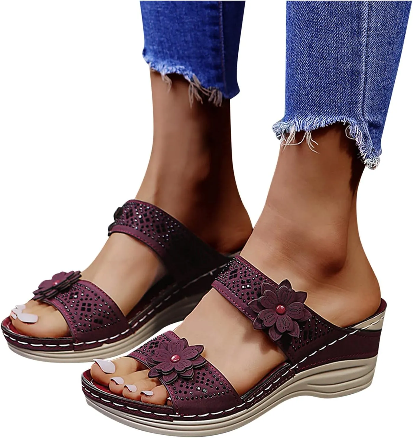 Womens Flat Sandals Women Summer Beach Casual Thong Sandals Arch Support Flip Flops for Women Beach Shoes