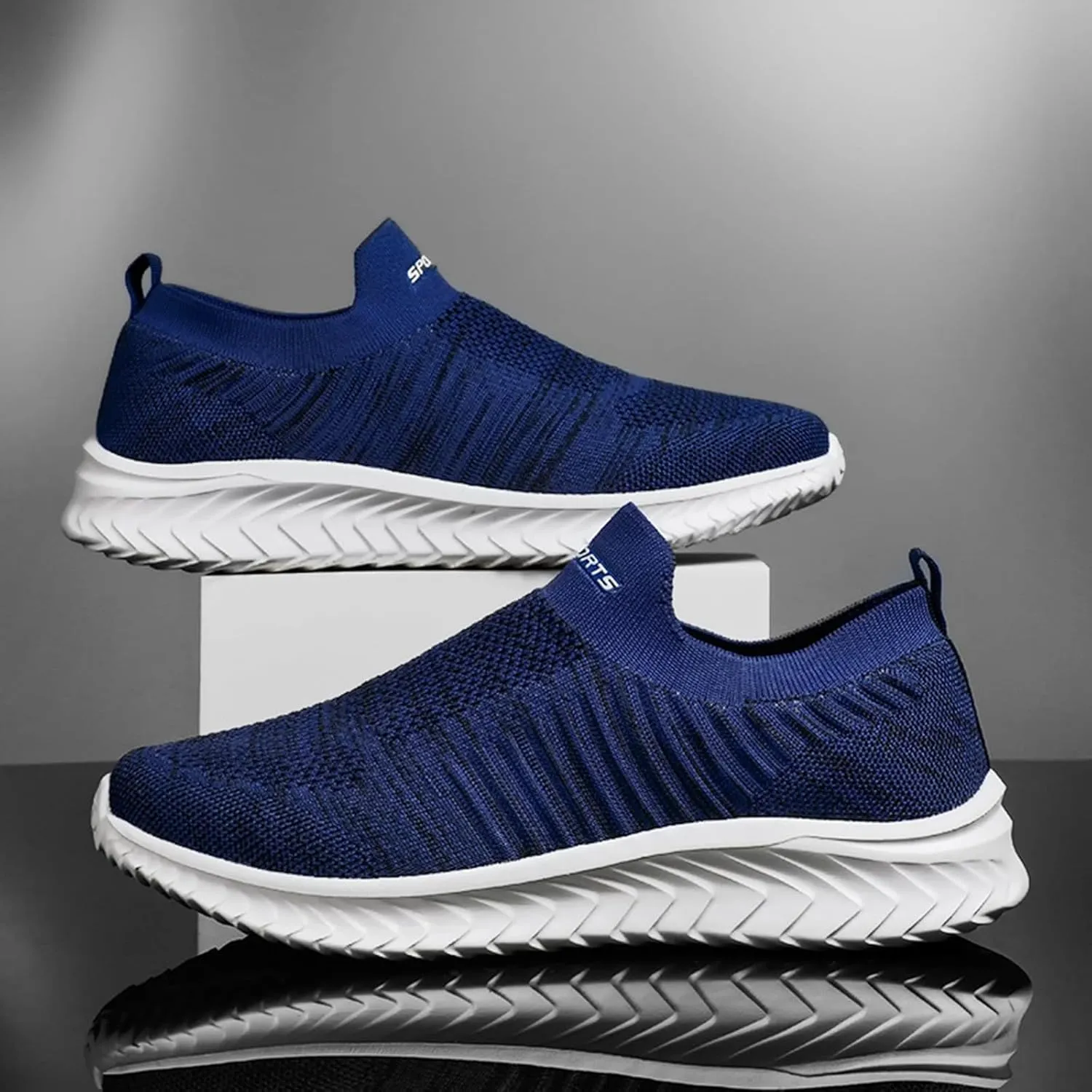 Womens Flat Slip On Sneakers Casual Walking Shoes Lightweight Canvas Comfortable Elastic Non Slip Loafers