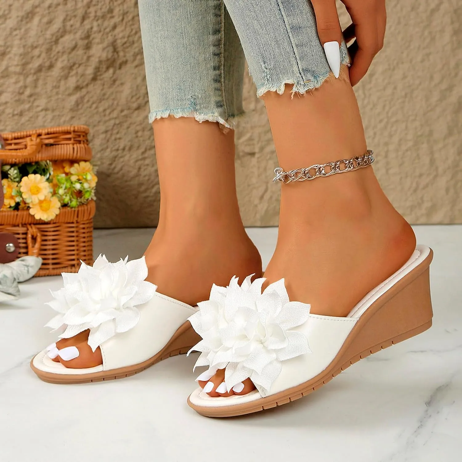 Womens Flip Flops Dressy Orthopedic Sandals Summer Comfortable Sandals Arch Support Wedge Slippers Vacation Shoes