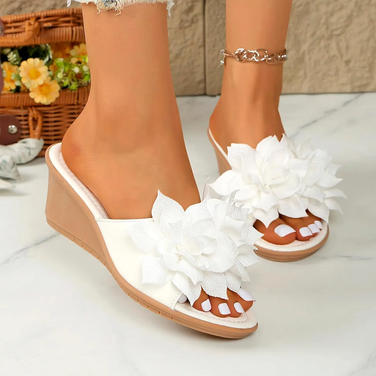 Womens Flip Flops Dressy Orthopedic Sandals Summer Comfortable Sandals Arch Support Wedge Slippers Vacation Shoes