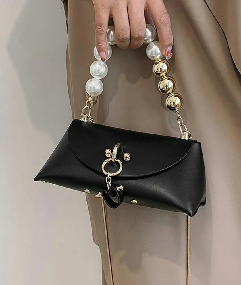 Womens Mini PU Leather Evening Clutch Chain Strap Cross-body Shoulder Bag Fashion Pearl Handbag Cute Purse Satchel