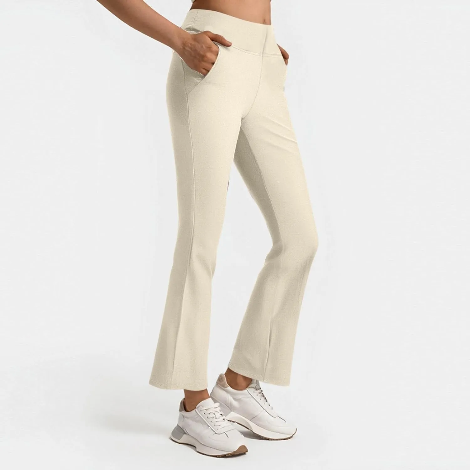 Women's Pants for Work High Waist Dress Pants Business Casual Stretch Wide Leg Flare Yoga Trousers with Pockets