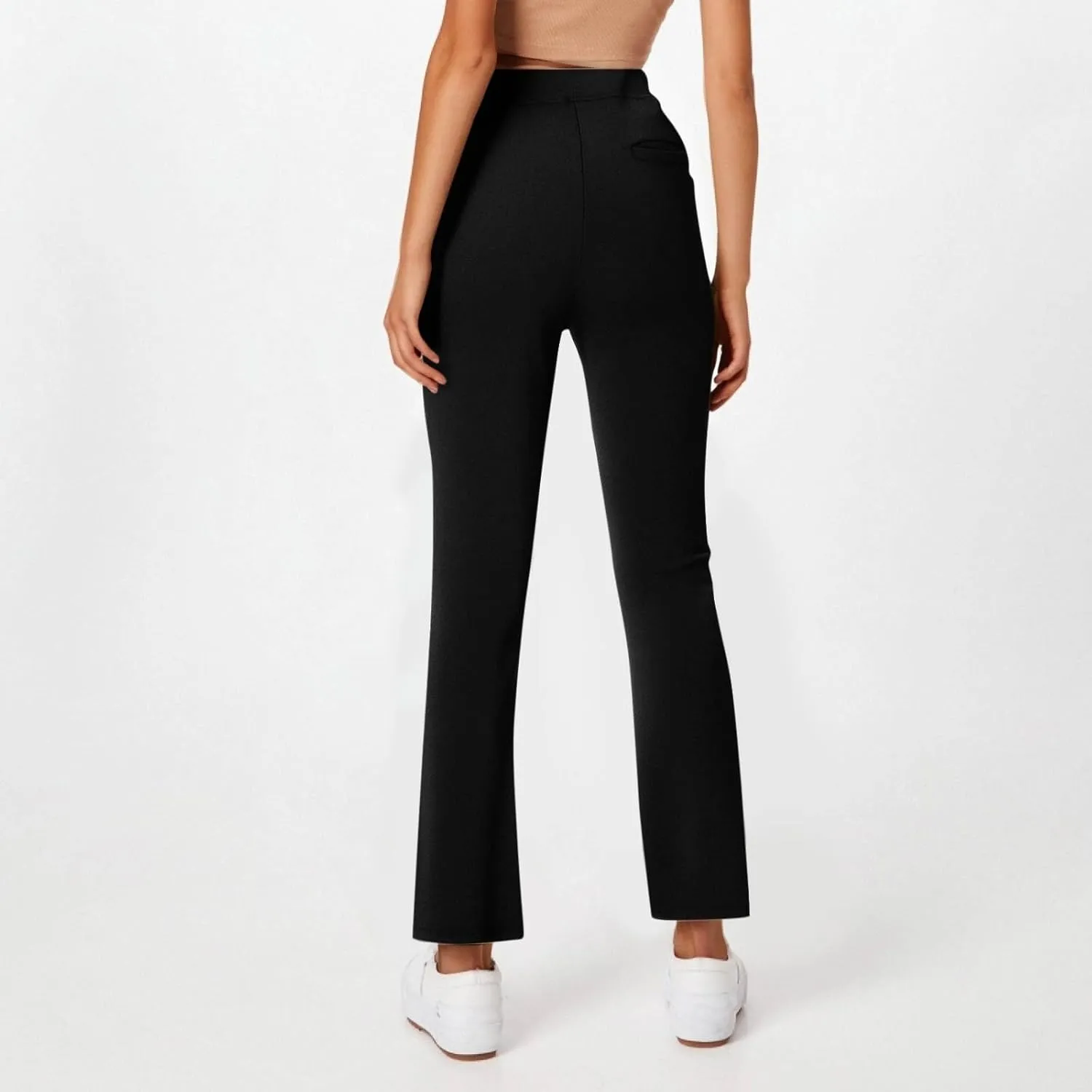 Women's Pants for Work High Waist Dress Pants Business Casual Stretch Wide Leg Flare Yoga Trousers with Pockets
