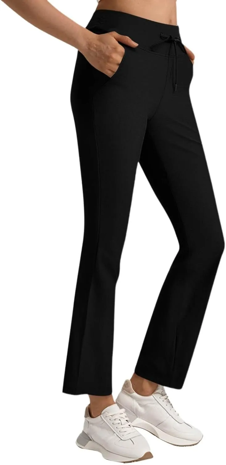 Women's Pants for Work High Waist Dress Pants Business Casual Stretch Wide Leg Flare Yoga Trousers with Pockets