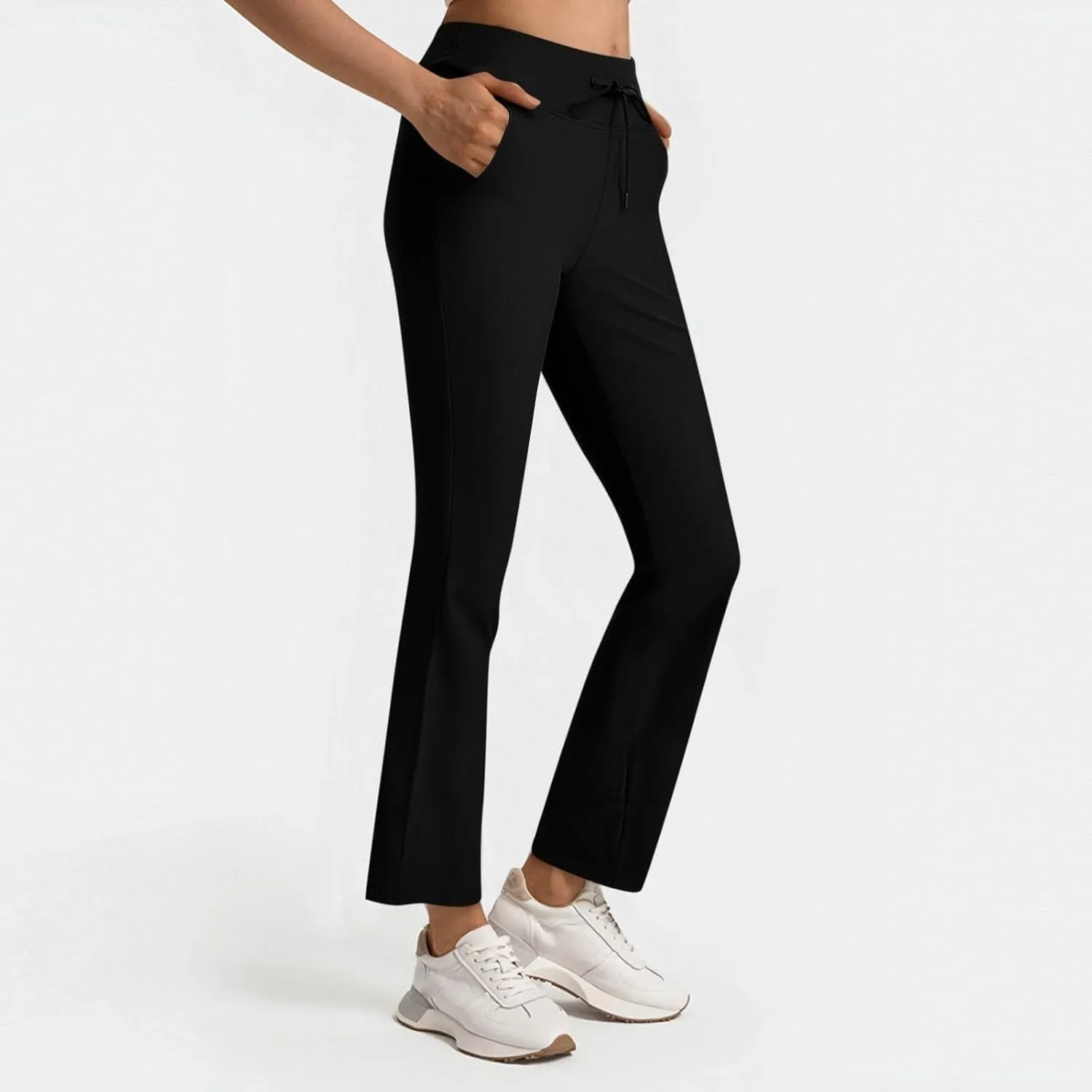 Women's Pants for Work High Waist Dress Pants Business Casual Stretch Wide Leg Flare Yoga Trousers with Pockets