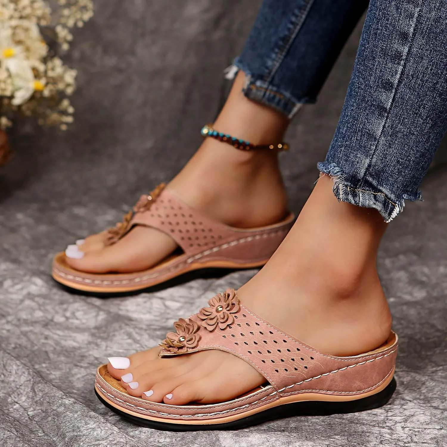Womens Sandals Dressy, Sandals with Arch Support Soft Orthotic Sandals Plantar Fasciitis Orthotic Flip Flop