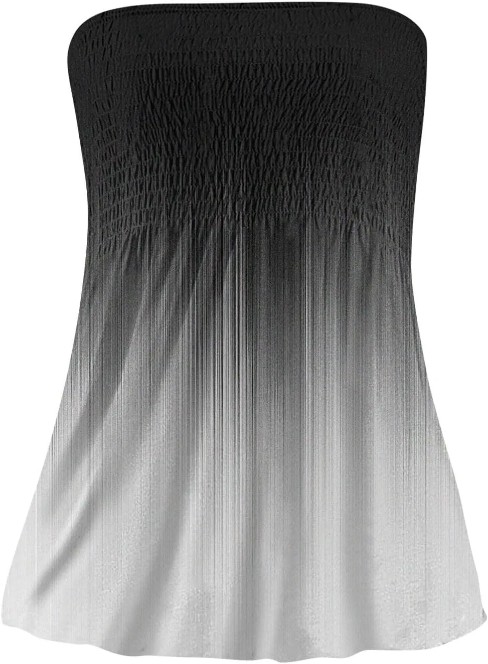 Womens Strapless Bandeau Tank Tops Tube Tops Floral Tanks Smocked Ruffled Backless Casual Bandeau Sleeveless Shirts