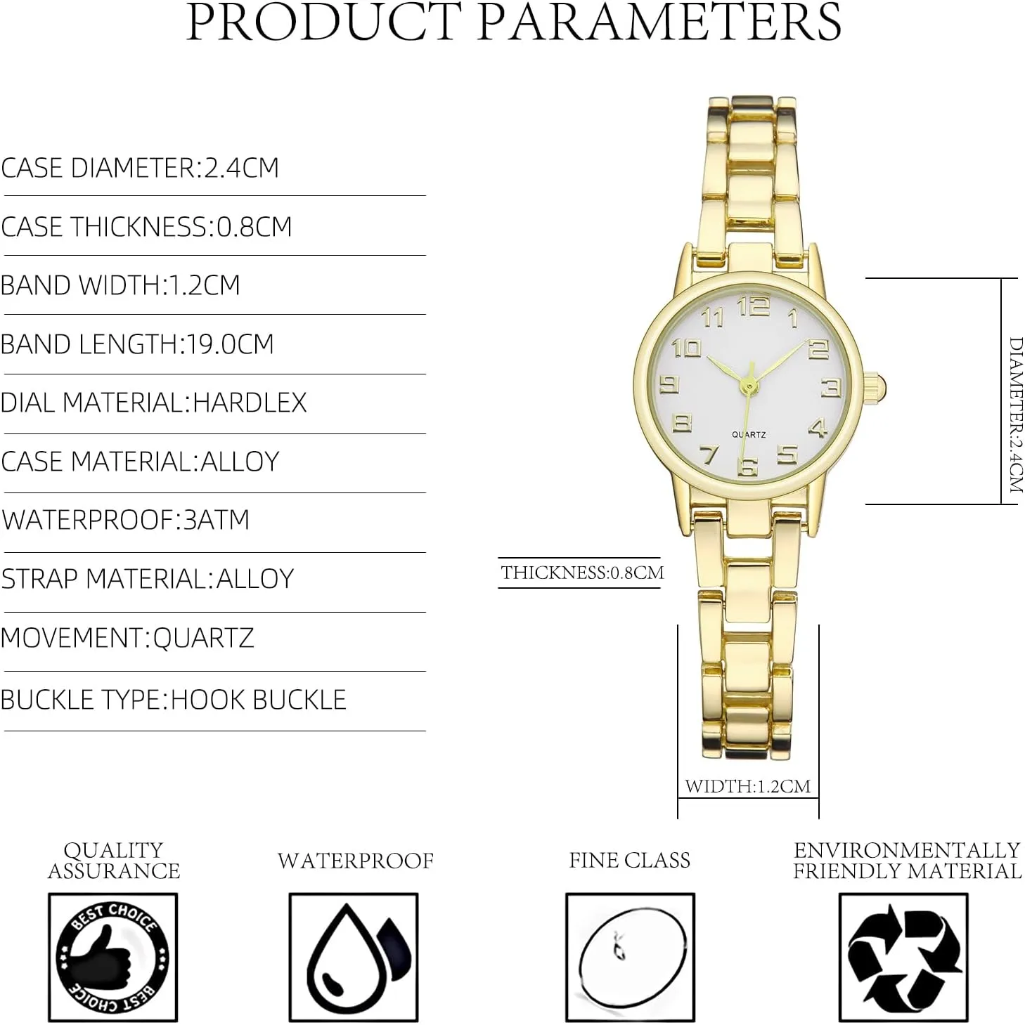 Womens Waterproof Wrist Watch,Women's Small Thin Analog Bracelet Quartz Watch Dainty Christmas Gifts