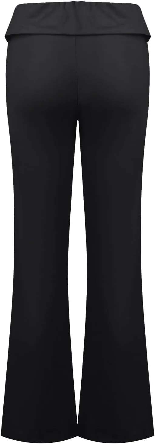 Work Pants Women, High Waisted Yoga Summer Pants Flare Elastic Waist Stretchy Leggings Tummy Control Trousers