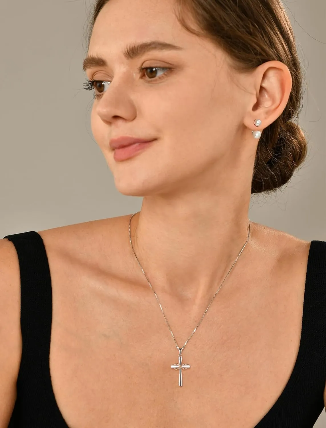 YL Pearl Drop Earrings 925 Sterling Silver Ear Jacket Earring with 7mm/9mm Shell/Freshwater Pearls