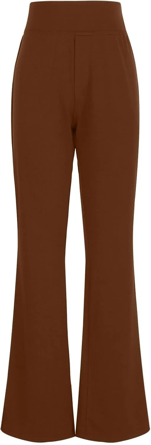 Yoga Dress Pants for Women Bootcut High Waisted Work Pants Stretchy Trousers Pull On Office Slacks with Back Pockets