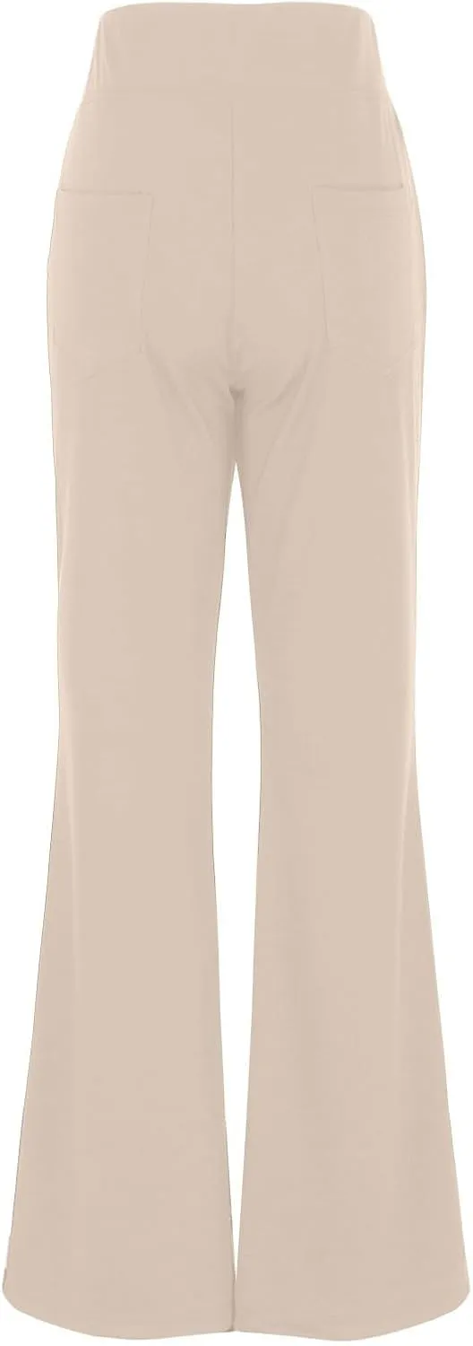 Yoga Dress Pants for Women Bootcut High Waisted Work Pants Stretchy Trousers Pull On Office Slacks with Back Pockets