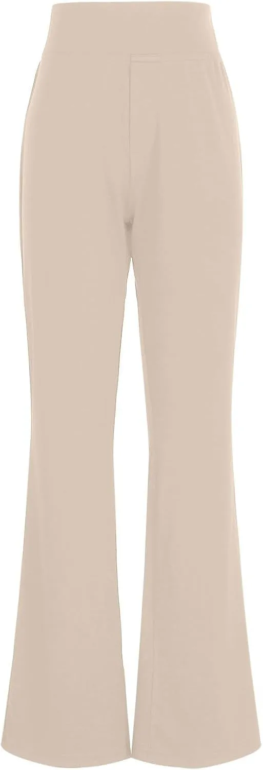 Yoga Dress Pants for Women Bootcut High Waisted Work Pants Stretchy Trousers Pull On Office Slacks with Back Pockets
