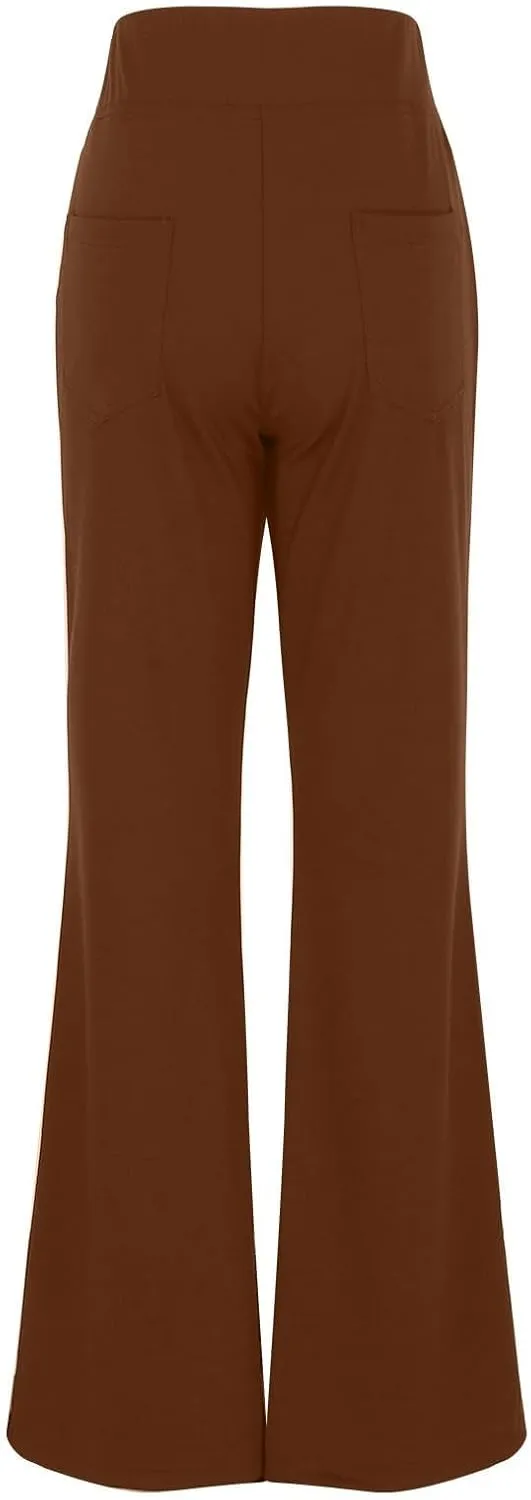 Yoga Dress Pants for Women Bootcut High Waisted Work Pants Stretchy Trousers Pull On Office Slacks with Back Pockets